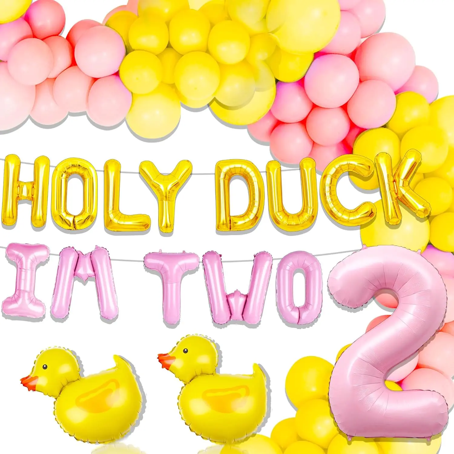 Holy Duck Im Two Birthday Decorations Holy Duck Im 2 Banner Balloon Party Favor Rubber Duck Second Birthday Balloon