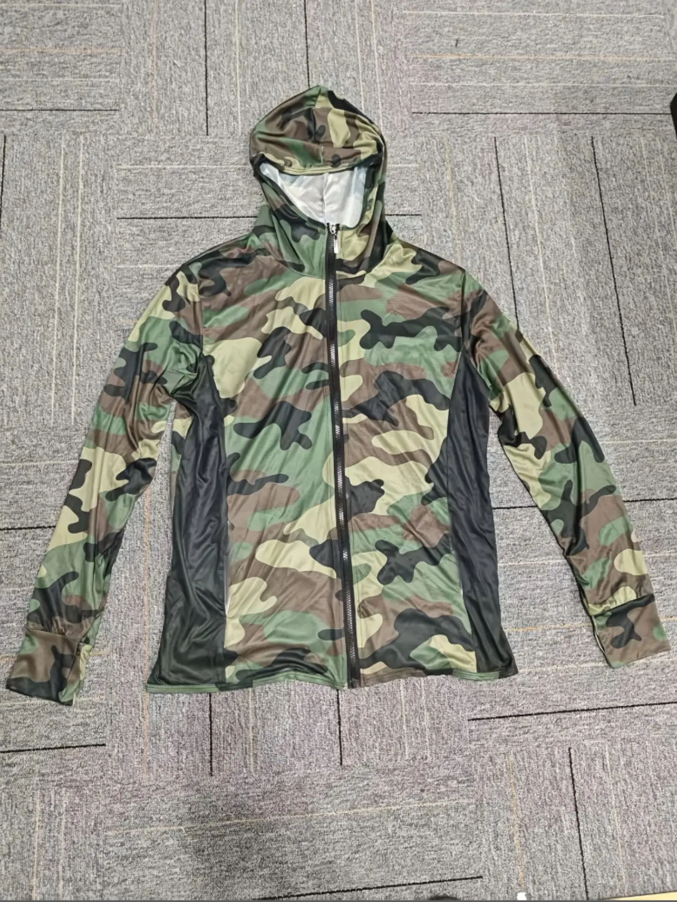 Men's Fish Print Sporty Fitted Jersey, Long Sleeve Breathable Summer Outdoor Clothing, Men's Fishing Apparel, No Button, with Collar