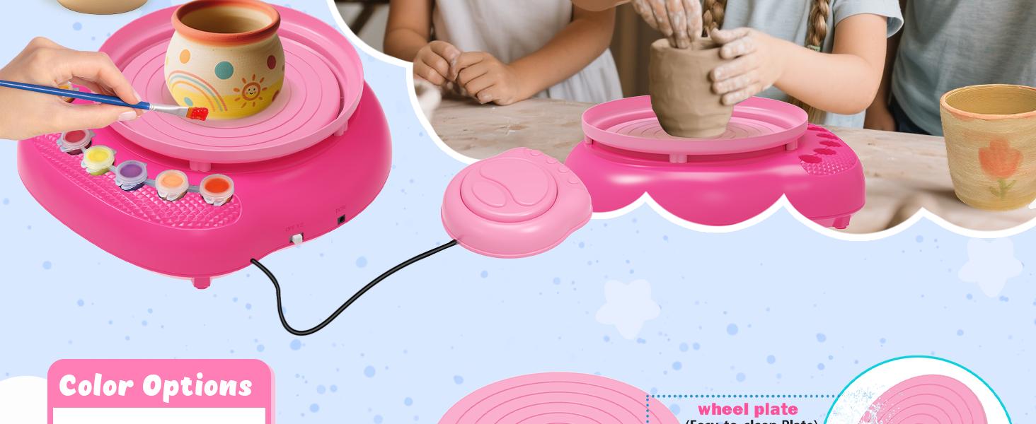 Pottery Wheel for Kids with Clay Kit - , Complete Pottery Kit with Air Dry Clay and Painting Tools, Easter Christmas Birthday Gift for Boys Girls