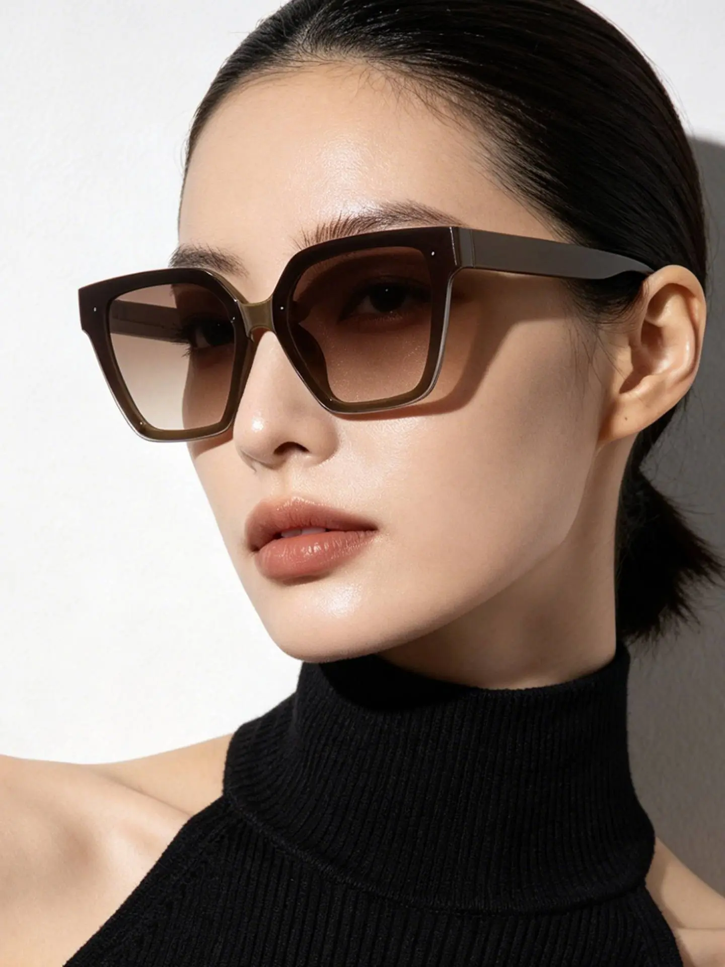 Women's Soft Korean Style Plain Sunglasses, Uv100 Protection, Casual Design, Ideal for Summer Beach, Travel, Shopping, Daily Use