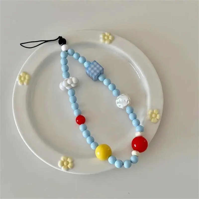 Dainty Aesthetic Beaded Phone Charm and Lanyard - Cute 3D White Cloud Motif with Universal Phone Strap Compatibility for iPhone and Samsung, Chic Handcrafted Wrist Accessory, Perfect for Daily Phone Styling, Purse Decoration & Selfie Prop