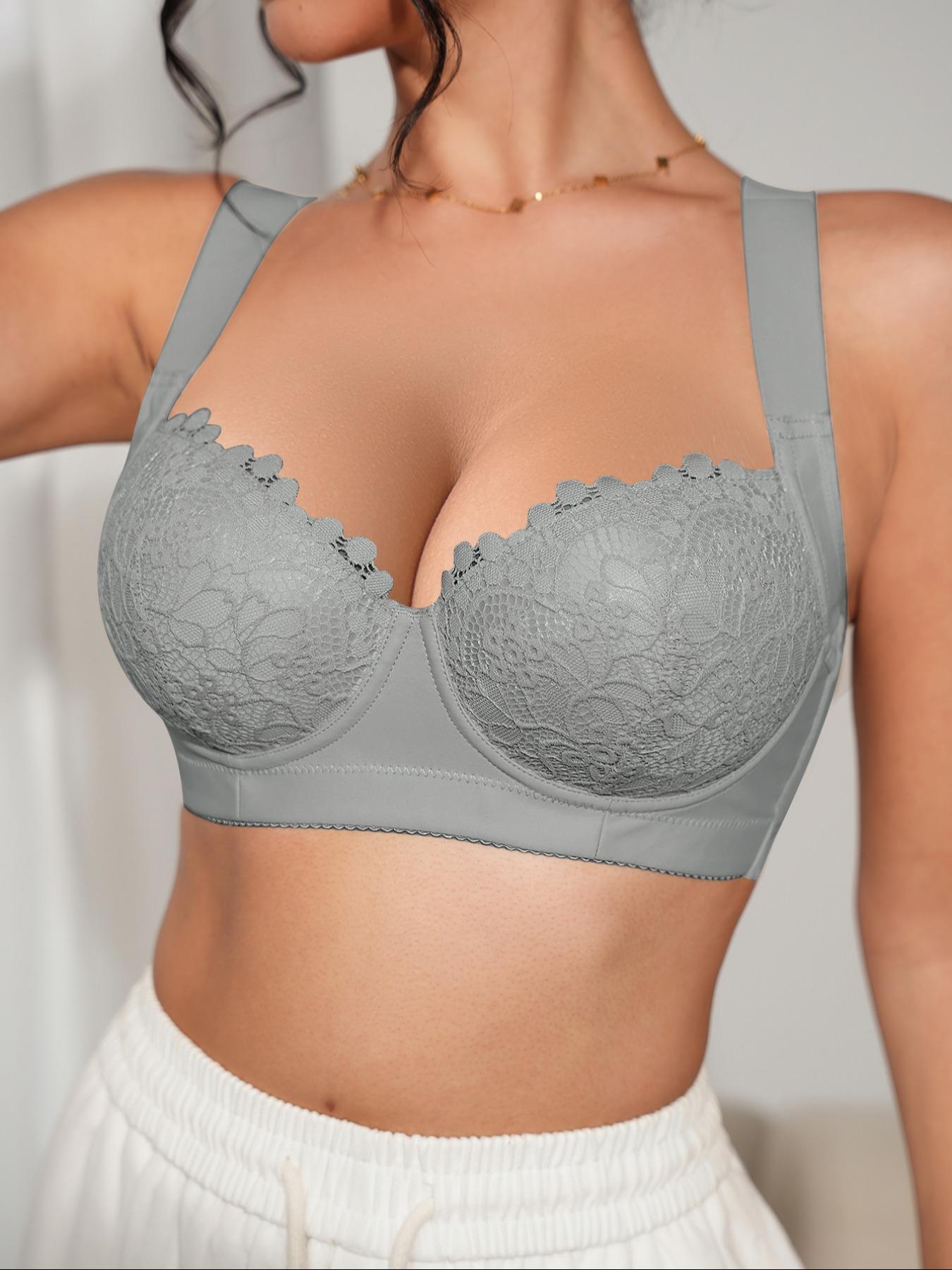 Women's Solid Color Push Up Bra, Soft Comfortable Breathable Adjustable Strap Bra, Fashionable Lingerie for All Seasons, Scallop Detail Bra