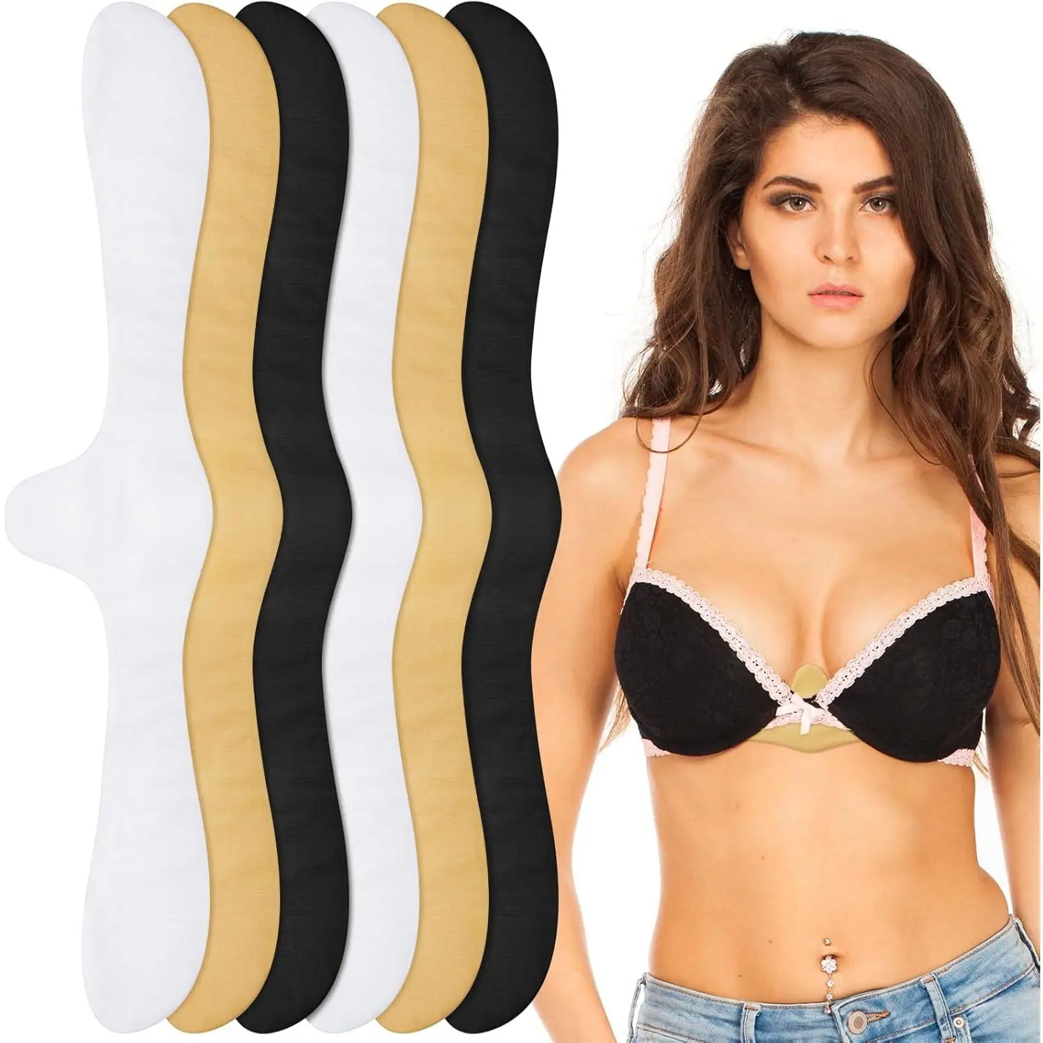 6 Pcs Cotton Bra Liners for Sweat Rash Soft Bra Liners for Under Breasts Sweat Absorber Pads for Women