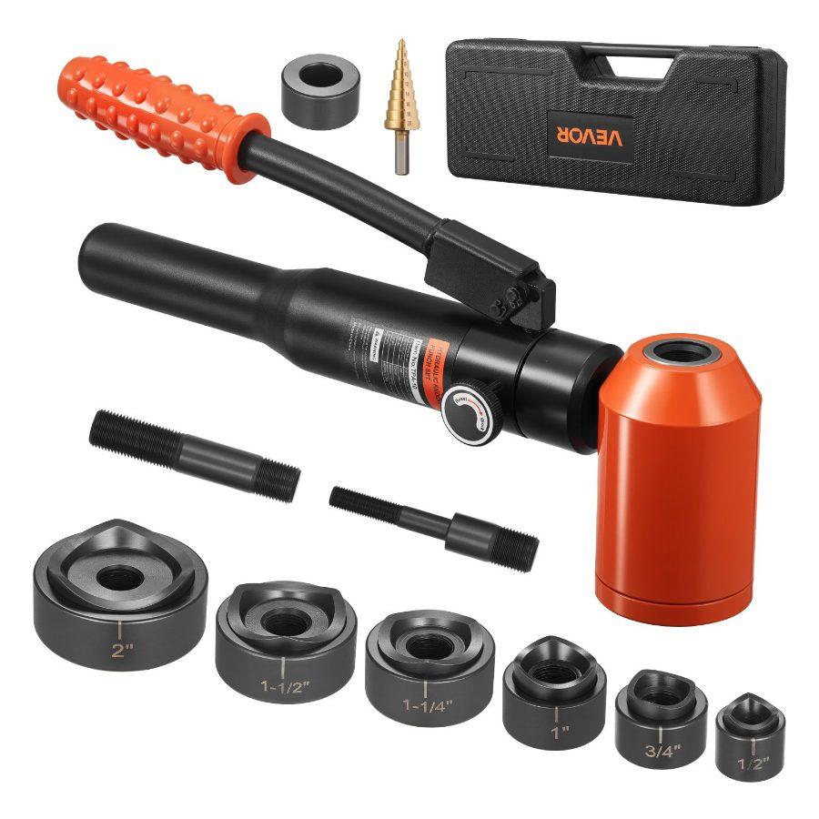 VEVOR Knockout Punch Set, 15 Ton Hydraulic Knockout Set, 1/2 to 4 KO Tool Kit Hole Making Tool, KO Tools Kit W/10 Dies for Metal Electrical Cabinets, Electrical Control Cabinets, Switch Cabinets