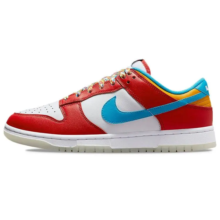 Nike Dunk QS Fruity Pebbles Leather Low-Top Streetwear Sneakers Unisex White Red Blue Verifiable, with credentials and supporting global authentication