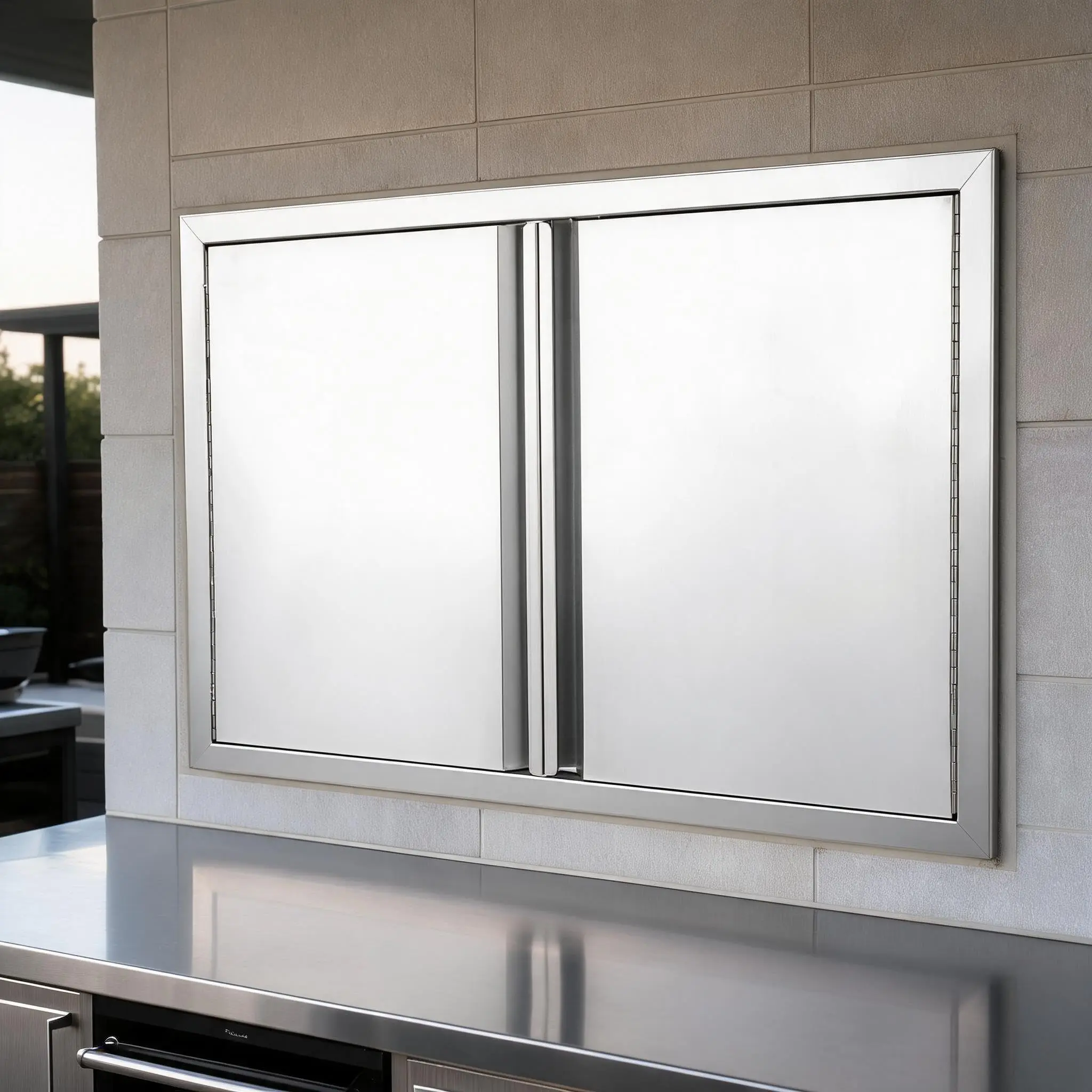 GARVEE Brushed Finish Stainless Steel Left Access Door - Outdoor Kitchen Built-in, Functional, Ventilated with Metal Handle - Ideal for BBQ Islands, 17x24 In