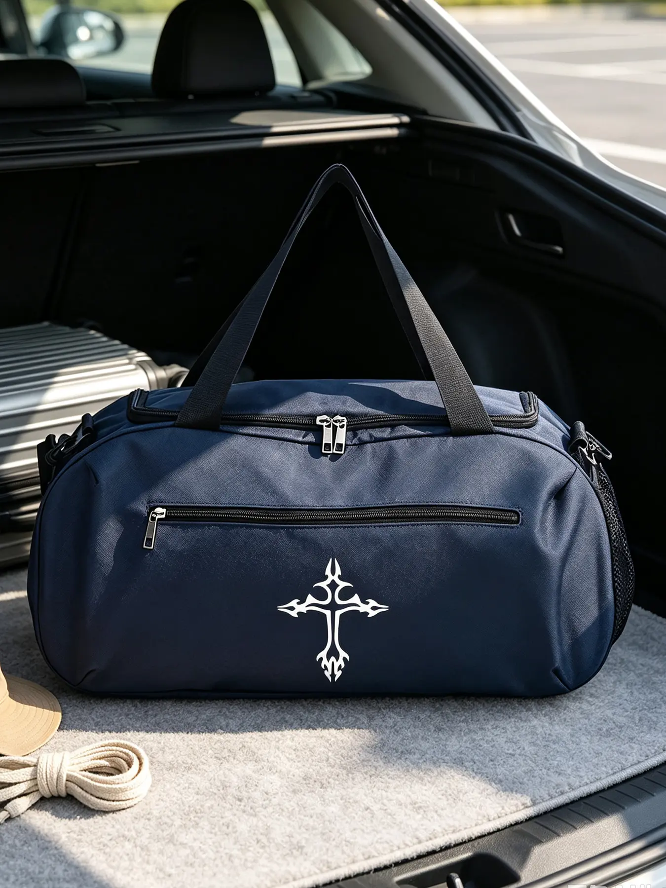 Large Capacity Duffle Bag with Cross Element Print, Unisex Sports Gym Bag, Convertible Handheld & Shoulder Travel Bag, Multipurpose Bag for Sports, School, Commuting & Short Trips, Perfect Holiday Gift for Men & Women