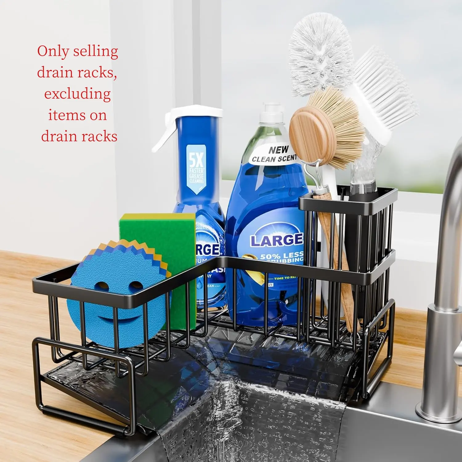 1pcs Kitchen Sink Organizer Rack, Multi-Functional Sponge Brush Holder, Countertop Towel Rack, Brush Stand, Kitchen Storage Solution