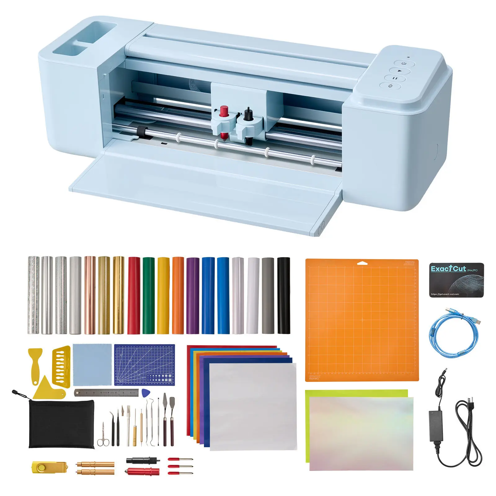 Vinyl Cutting Machine, Button Controlled Vinyl Cutter with Materials and Tool Kit, AC100V-240V, 50/60Hz Voltage, DC24V Device Rated Voltage, 20000+ Built-in Design Resources