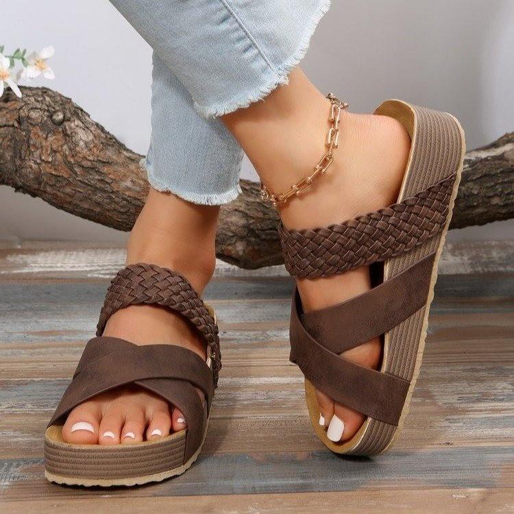 Women's Non Slip Arch Support Double Strap Platform Sandals  Comfort House Slippers Breathable Lightweight Walking Shoes Chunky Sole Summer Beach Slides SpringStatements