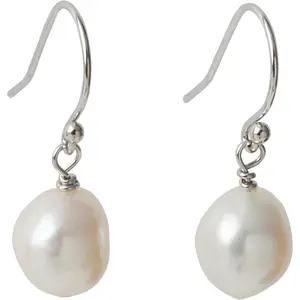 Cultured Baroque Pearl Threader Earrings Dangling Sterling Silver Single Pearl Drop Earrings