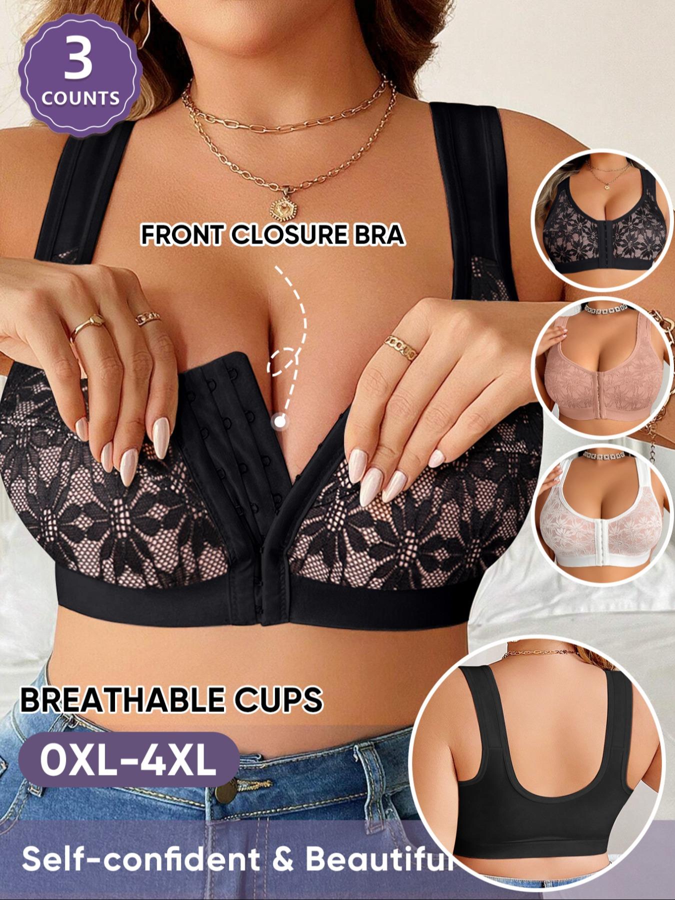 2PCS Women's Lace Patchwork Bralette Set, Deep V Neck, Medium Support, Soft Breathable, Fitted, All Seasons, Daily Wear