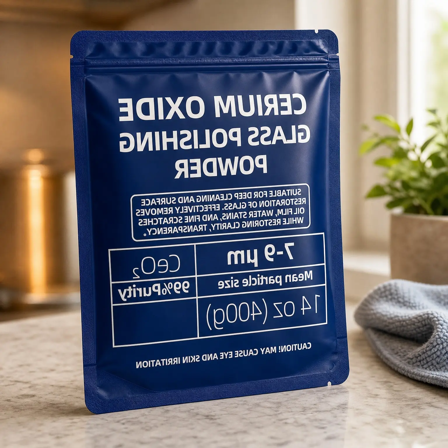 99% Cerium Oxide Glass Polishing Powder 14 oz (400g) - 7-9 Micron - Removes Oil Films, Water Spots, Swirl Marks, Wiper Streaks, Fine Scratches & Deep Cleans Glass SurfacesGift