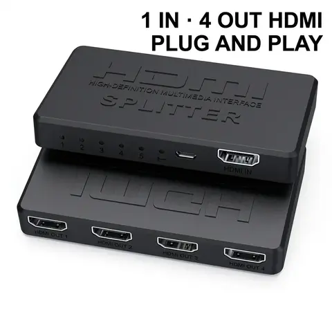 HD Mini HDMI Splitter One-To-Four, High-Definition Video Distributor, Compact Design, Portable Design, Ideal for Home Theater & Office Use
