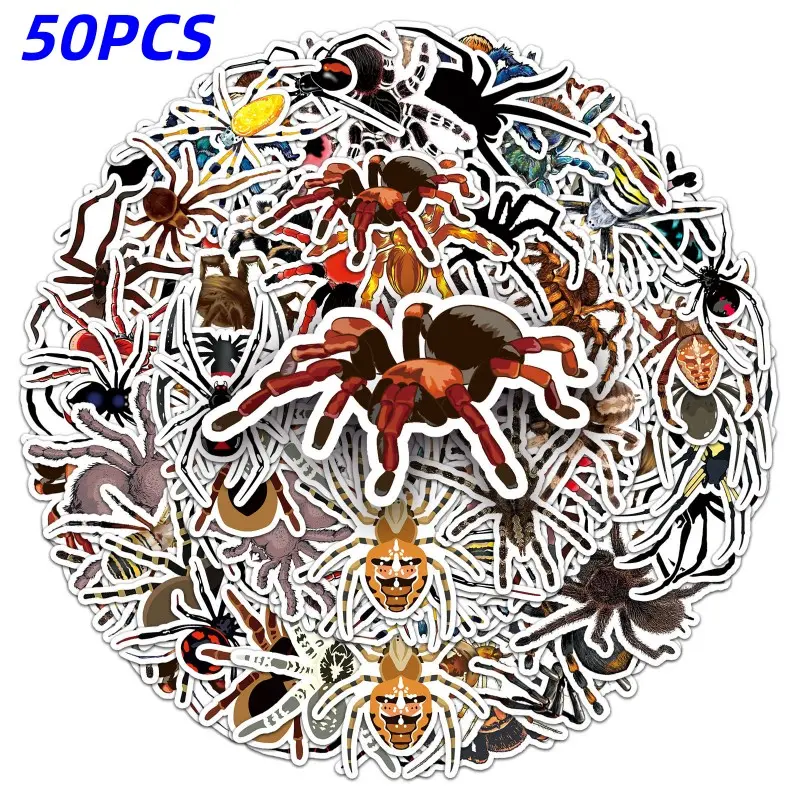 50pcs Spider Cartoon Series Stickers, Decals, Ideal for Scrapbooking Journals Laptops Water Bottles Cars, Positive Message Gift Set
