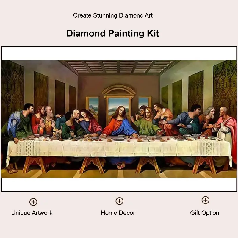 5D Full Drill Diamond Painting Kit, The Last Supper Jesus and Twelve Disciples Classic Christian Religious Art for Home Wall Decor, DIY Craft with Sparkling Rhinestones, Canvas & Tools, Perfect for Faith & Church Themed Decoration
