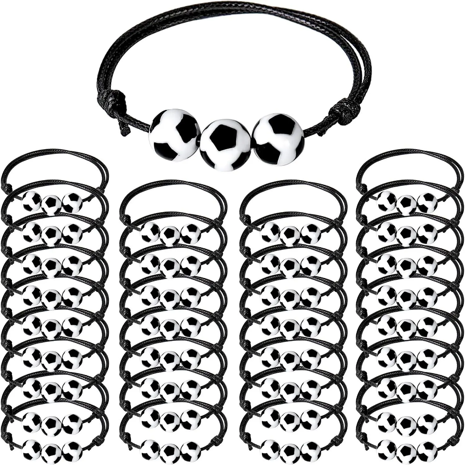 30 count  Theme Charm Bracelets Adjustable Inspirational Beads Ball Party Favors for Teens Boys Girls Adult Decoration Wristbands Student Present