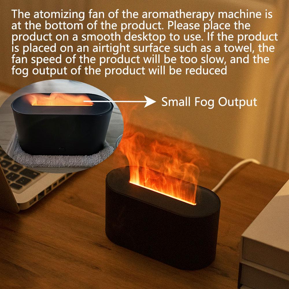 130ml Simulate Flame Design Ultrasonic Aroma Diffuser, Portable USB Powered Essential Oil Desktop Diffuser with 7 Colors Lighting, Air Humidifier for Home Office, Colorful Flame Humidifier