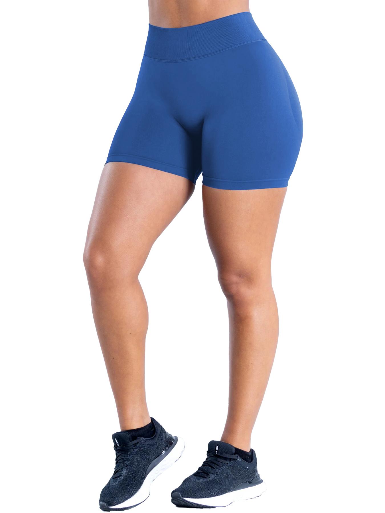 Women's Solid Ruched Seamless Sports Shorts, Breathable Comfortable High Stretch Yoga Shorts, Ladies Sportswear for Indoor Outdoor Wear Workout Clothes