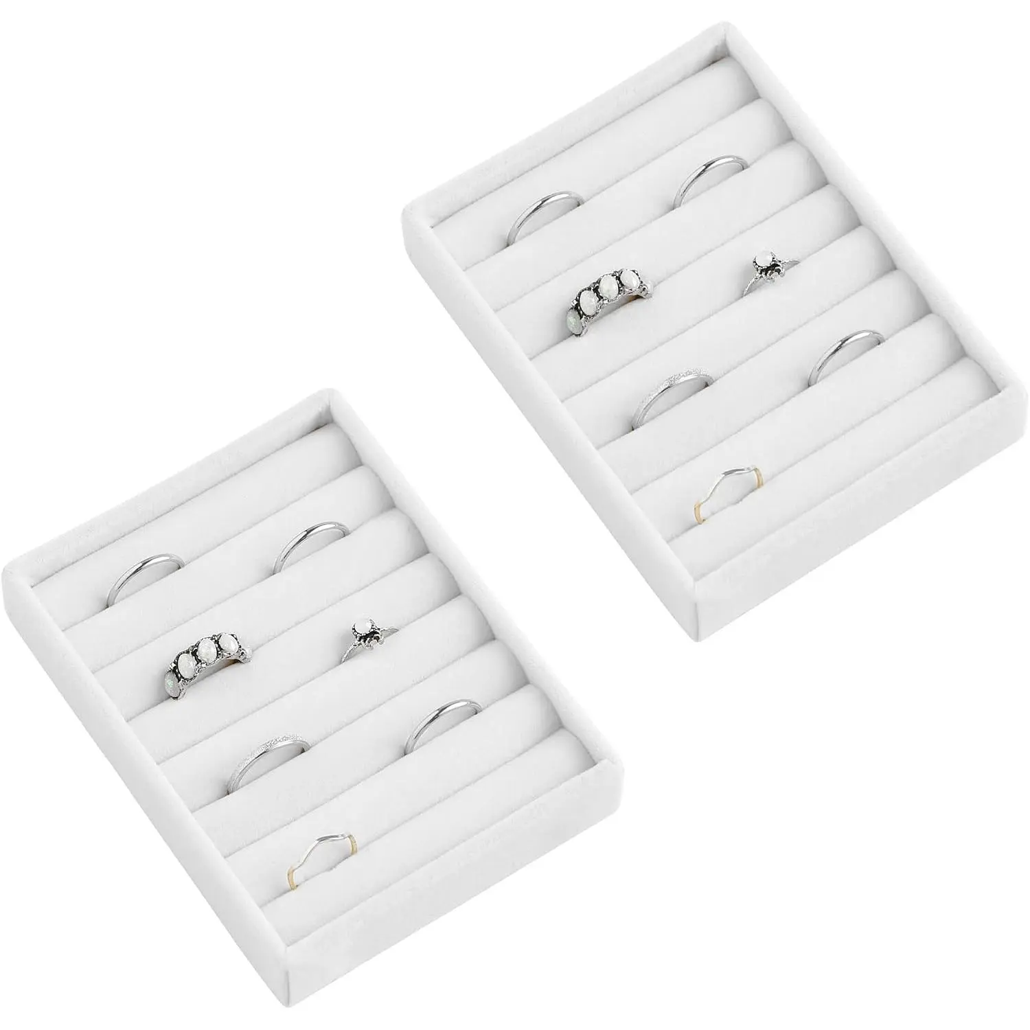 Small  Trays for Drawer,2 Pack 7 Slots Ring Organizer |  Box Inserts,Drawer Inserts, Drawer Organizer,Mini Size,Compact Ring Holder,Stackable Ring Tray