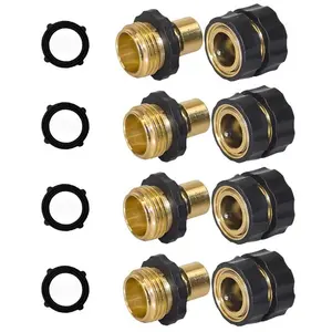 4-Pack 3/4" GHT Quick Connect Hose Fittings | Male & Female Garden Hose Adapter with Rubber Washers | No-Leak Quick Release Coupler for Watering, Pressure Washers & RV