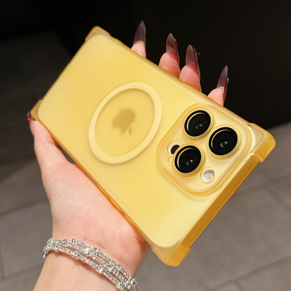 Rectangle Shape Wireless Charge Magnetic Shockproof Protective Case for iPhone 13 14 15 16 17 Pro Max For MagSafe Clear Cover