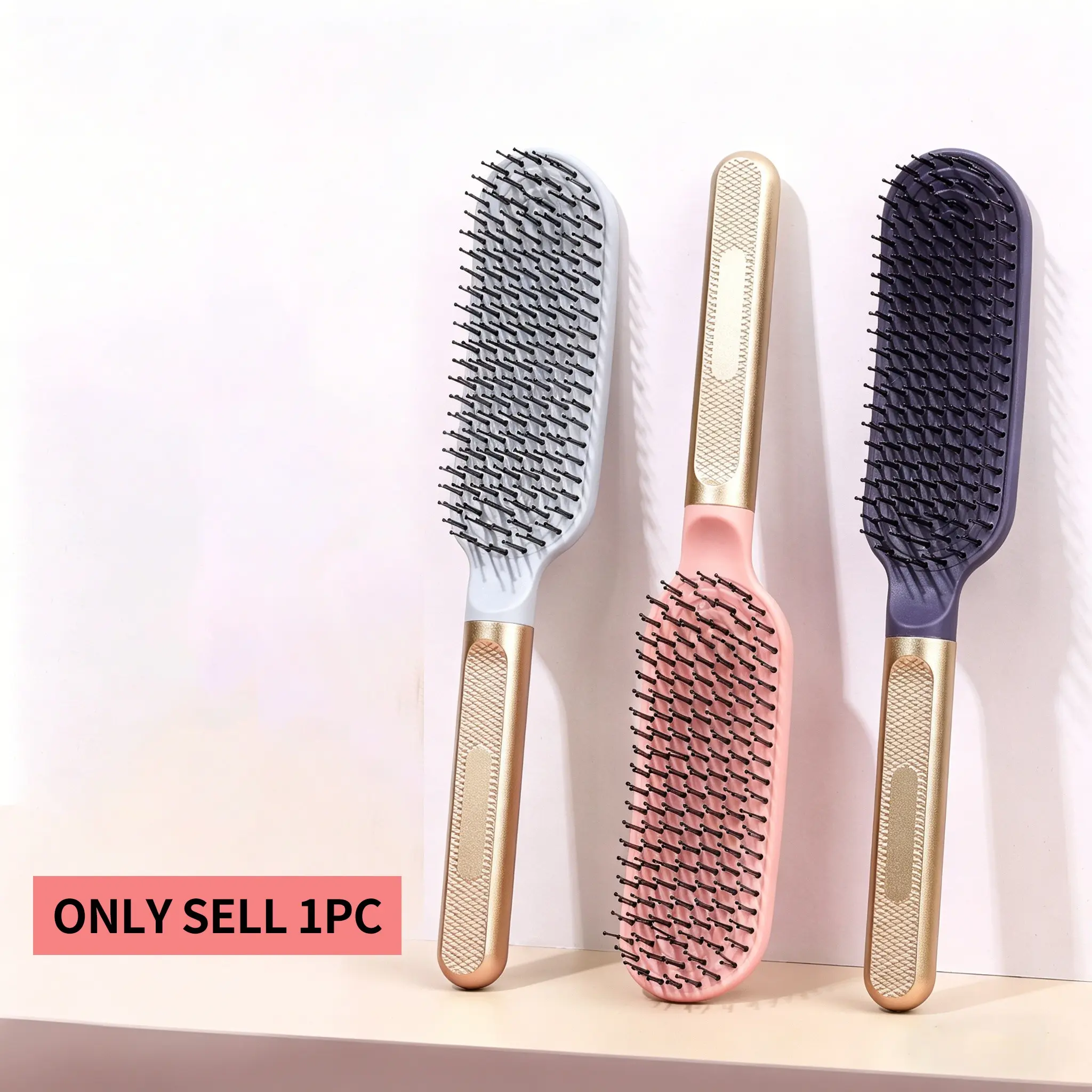 Ergonomic Hair Comb with Dual Row Teeth, Anti-Tangle Scalp Massager, Gentle Brush for Wet/dry Hair, Non-Slip Handle, 3 Color Options