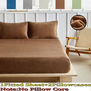 Plush Bed Skirt Set, Solid Color Dual-Sided Short Fluff, High Elastic Deep Pocket Mattress Cover, Soft Skin-Friendly Bedding Set