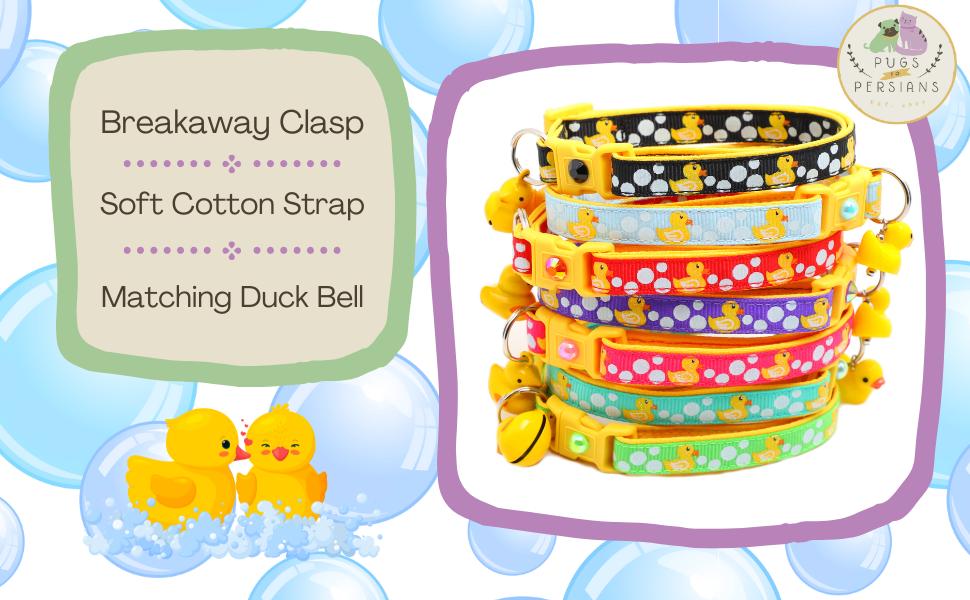 Rubber Ducky Cat Collar with Duck Bell | Adjustable Large Size or Kitten Collar | Safety Breakaway Collar (Large(10lbs & Up), Light Blue)