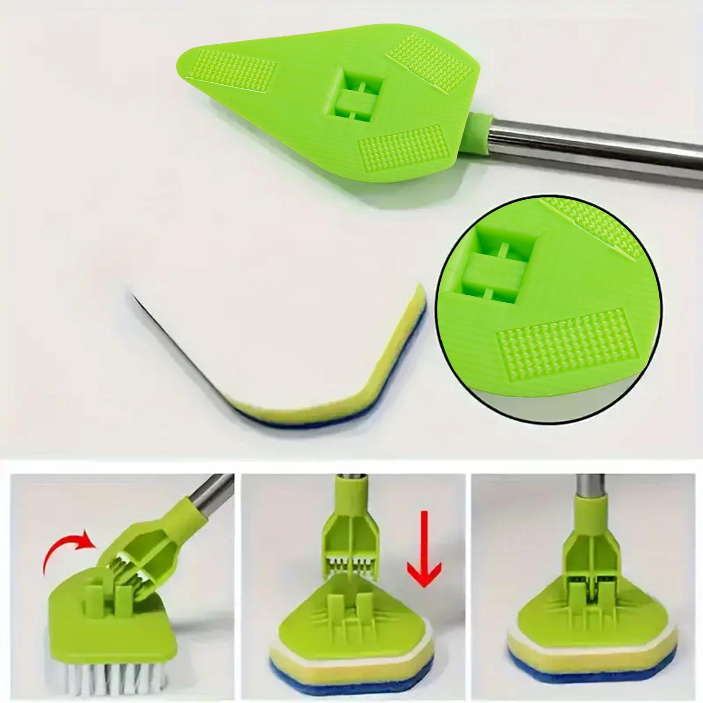 Shower Cleaning Scrub Brush with Long Handle, 1 Set Cleaning Scrubber with 3 Sponge Brush Heads and 1 Stiff Bristle, Cleaning Supplies, Home Care Supplies, Bathroom Cleaning Tool