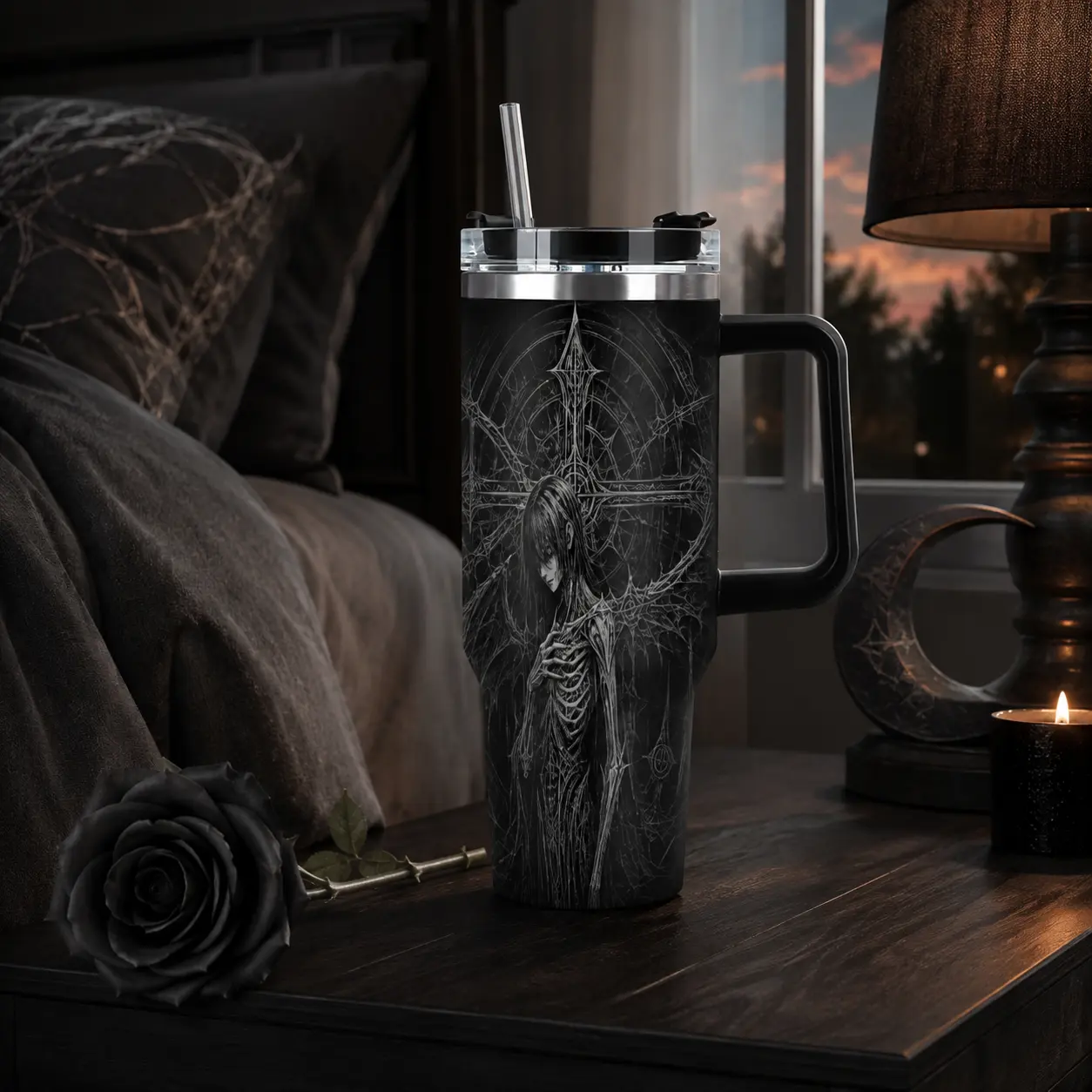 Aesthetic Anime Pop Idol 40 oz Insulated Stainless Steel Tumbler with Handle and Straw – Cold Drink Travel Cup, Great Gift for Fans