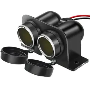 Nilight 12VDC Dual Cigarette Lighter Socket with Wire, Plastic Power Plug Replacement Receptacle with Cover, 2 Fixing Screws, High Current Resistance for Cars, Motorcycles (50060B)