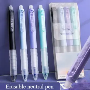 4 Pack Retractable Eraser Pens, 0.5mm Erasable Neutral Pens, Quick-Dry Eraser Pencils, School Supplies, Cute Stationery, Campus Colors