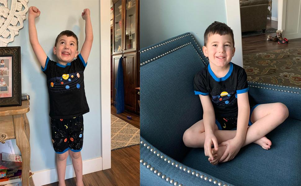 Little Boys Short Set Pajamas for Boys 100% Cotton Toddler Train Dinosaur Sleepwear Summer Clothes Size 2-7T