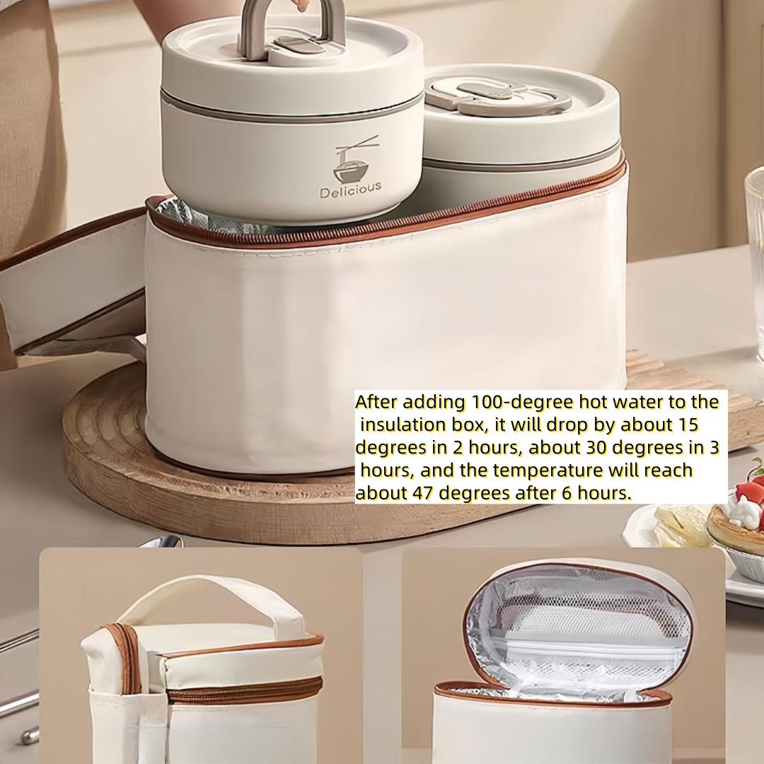 Stainless Steel Lunch Box with Lid & Cutlery, 1 Set 3/4 Boxes Large Capacity Food Storage Container with Insulated Bag, Portable Lunch Box for Camping, Picnic, School, Office