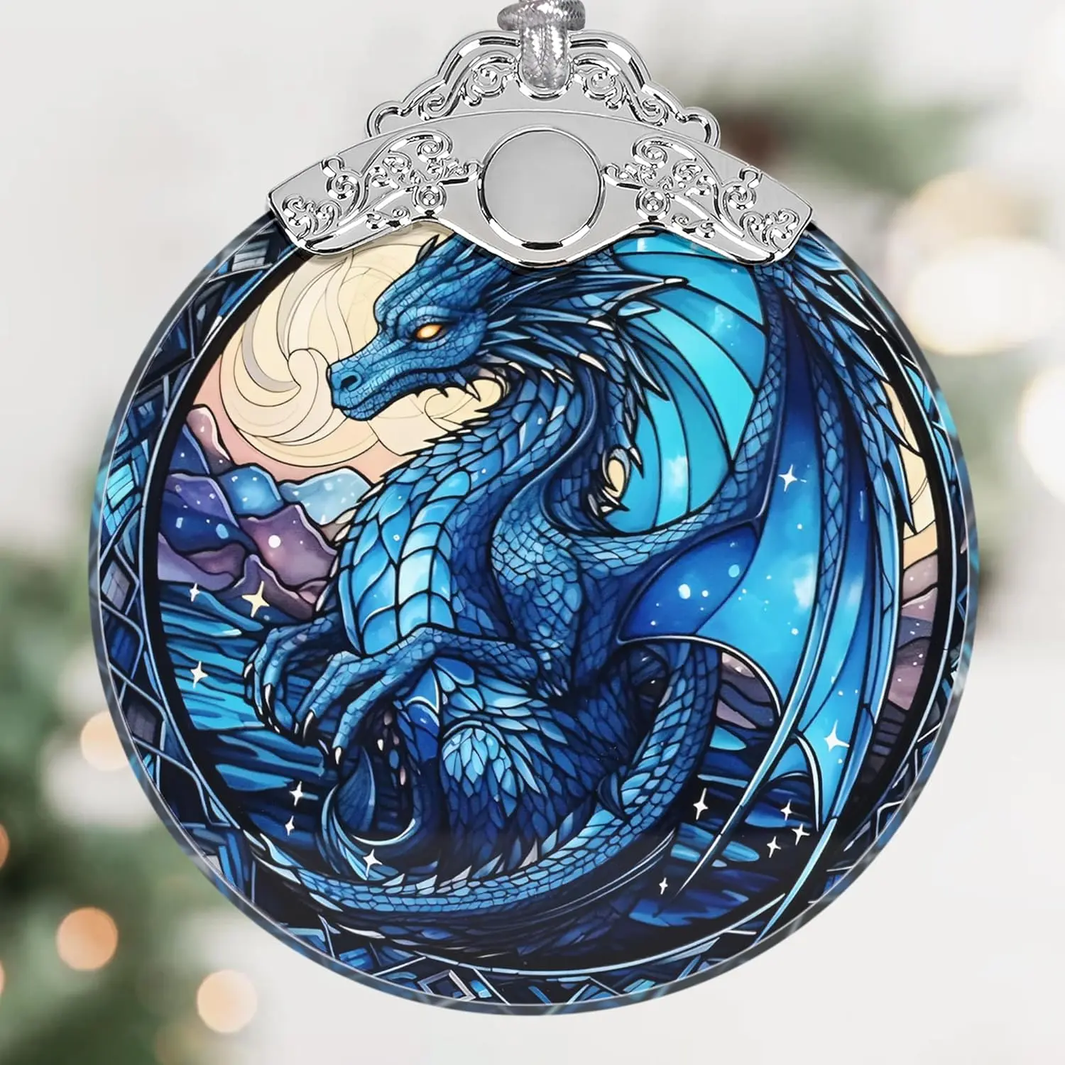 Irina Dragon Stained Glass Christmas Ornament - Beautiful Dragon Christmas Tree Decoration,  Idea