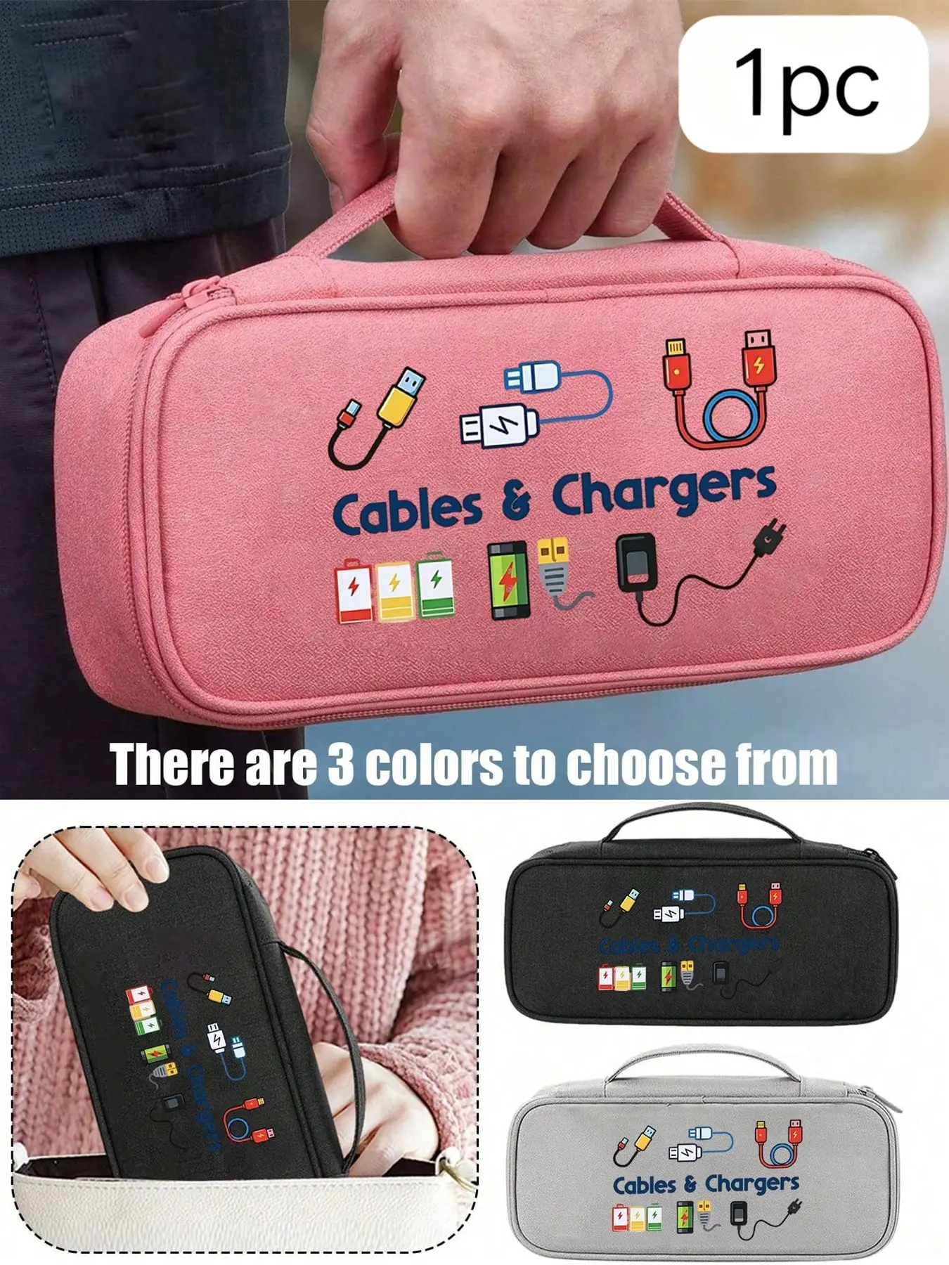 Electronic Accessories Travel Organizer Bag, Travel Pouch, Multi-Layer Digital Storage, Zipper Closure, Portable, Packing Essentials for Travel, for Chargers, HDD, Power Bank, Camera, Unisex