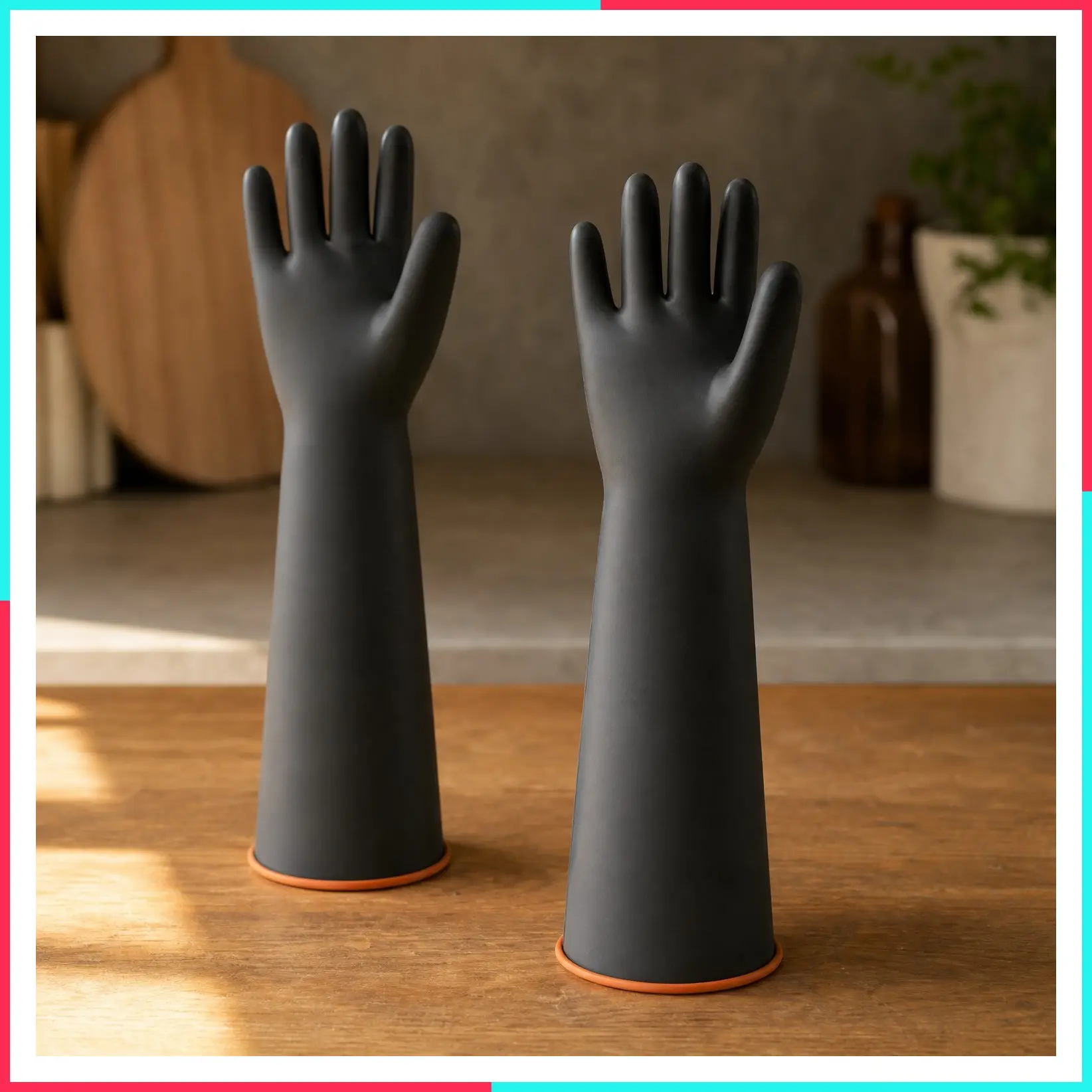 Chemical Resistant Long Rubber Gloves, Puncture Resistant Heavy Duty Latex Industrial Gloves, Acid, Oil & Alkali Resistant Waterproof for Auto Repair and Mechanics, 22 Inch, 1 Pair