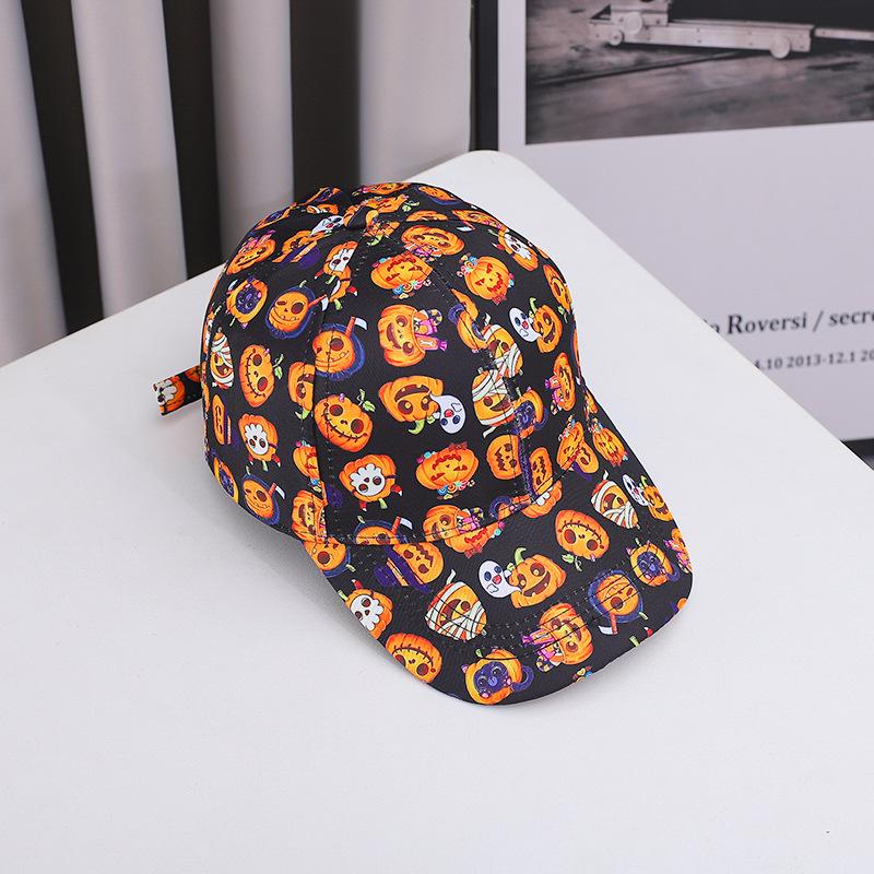 New cross-border Halloween baseball cap, outdoor casual sun hat for women, fashionable and versatile, popular printed duckbill cap