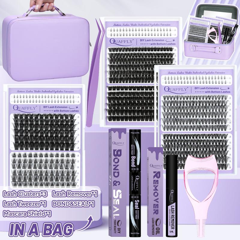 Eyelash Extension Kit, 1 Box Portable Eyelash Makeup Kit, Including Eyelash Glue, Sealer, Remover, Tweezers, Eyelash Curler Protector, Eye Makeup Tool, Cosmetic, DIY Eyelash Extensions