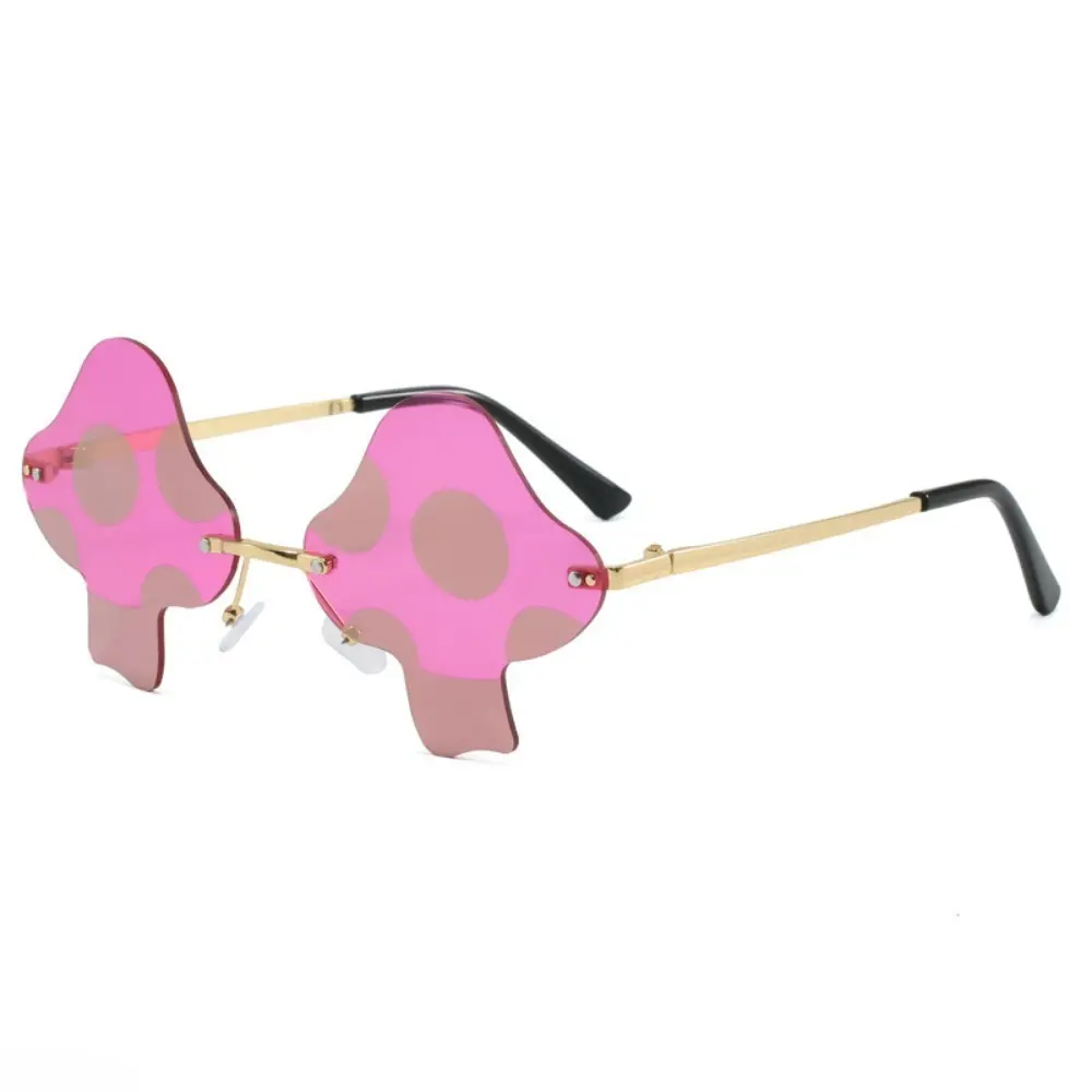 Frameless Mushroom Sunglasses, Unisex 1-Piece Irregular PC Plastic Lenses with Flash Color Coating for Festivals & Parties, One Piece, Lightweight