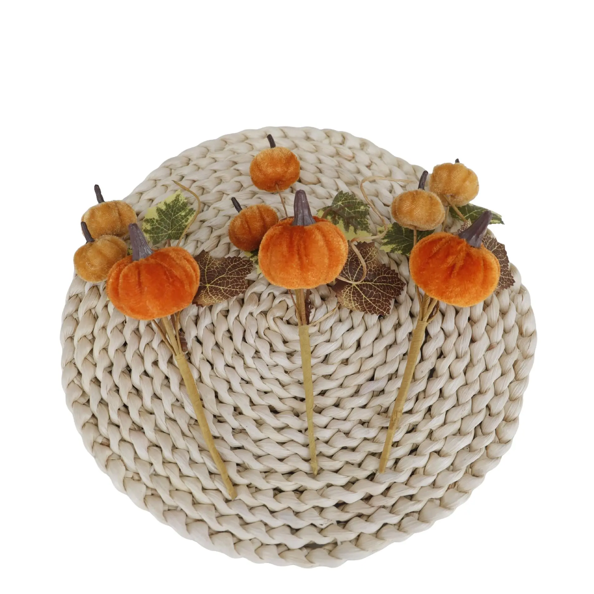 3 Piece Velvet Pumpkin Floral Arrangements, Realistic Maple Leaf Autumn Pumpkins, Perfect for Thanksgiving and Halloween Decorations