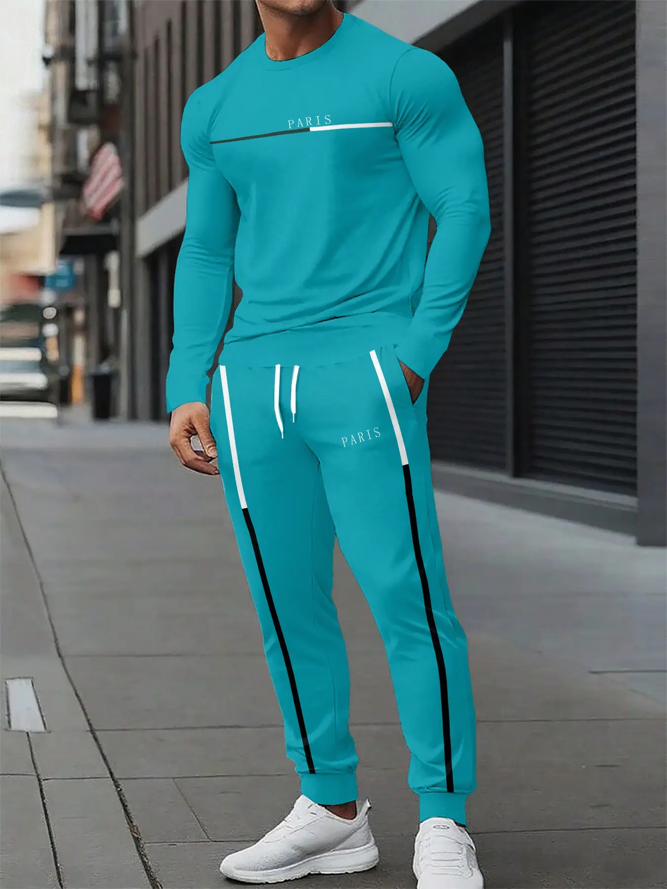 Men's Sportswear Set, Long Sleeve Top with Jogger Pants, Two-Piece, Comfortable and Breathable, Ideal for Daily Training and Streetwear, Activewear Workout Set