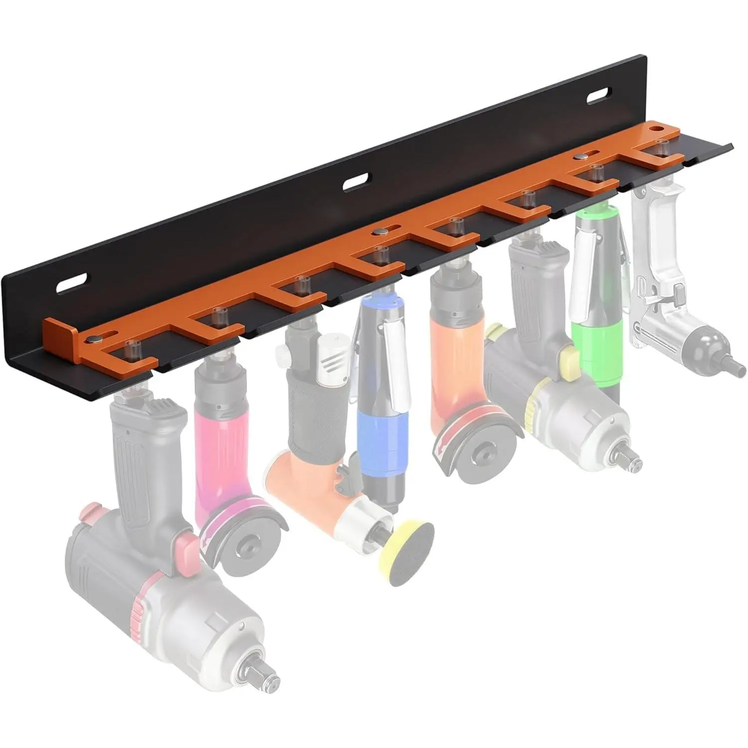 Air Tool Pneumatic Tool Holder,Wall Mount Air Tool Rack,Lockable Air Tool Hanger for Garage Shop Storage Organize,Fit 1/4" Standard Connection Accessories,Comes with Eight Slots
