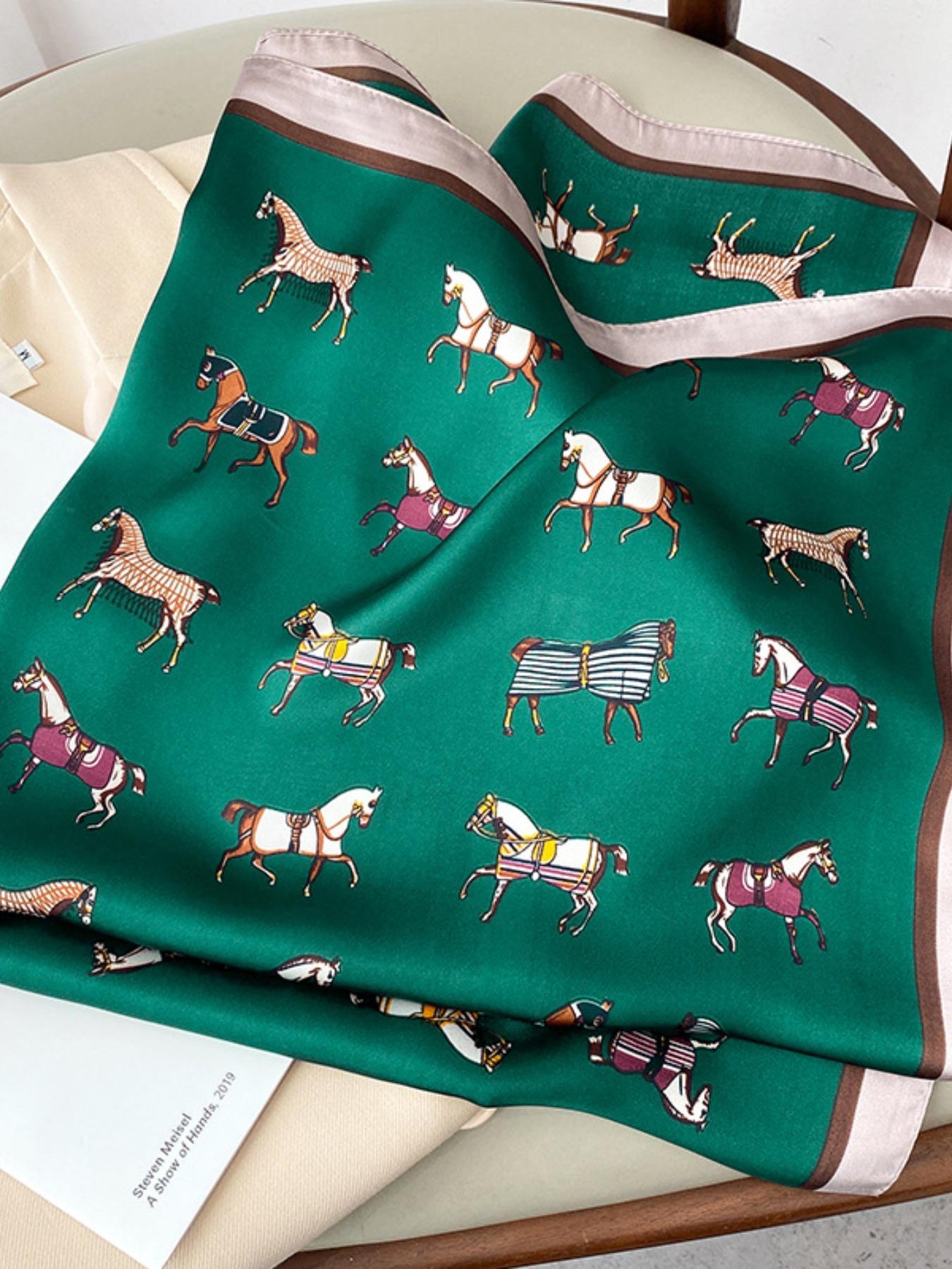 Women's Elegant Animal Print Square Scarf, Fashionable Soft Comfortable Shawl for Daily Wear, Casual Versatile Scarf for Women & Girls