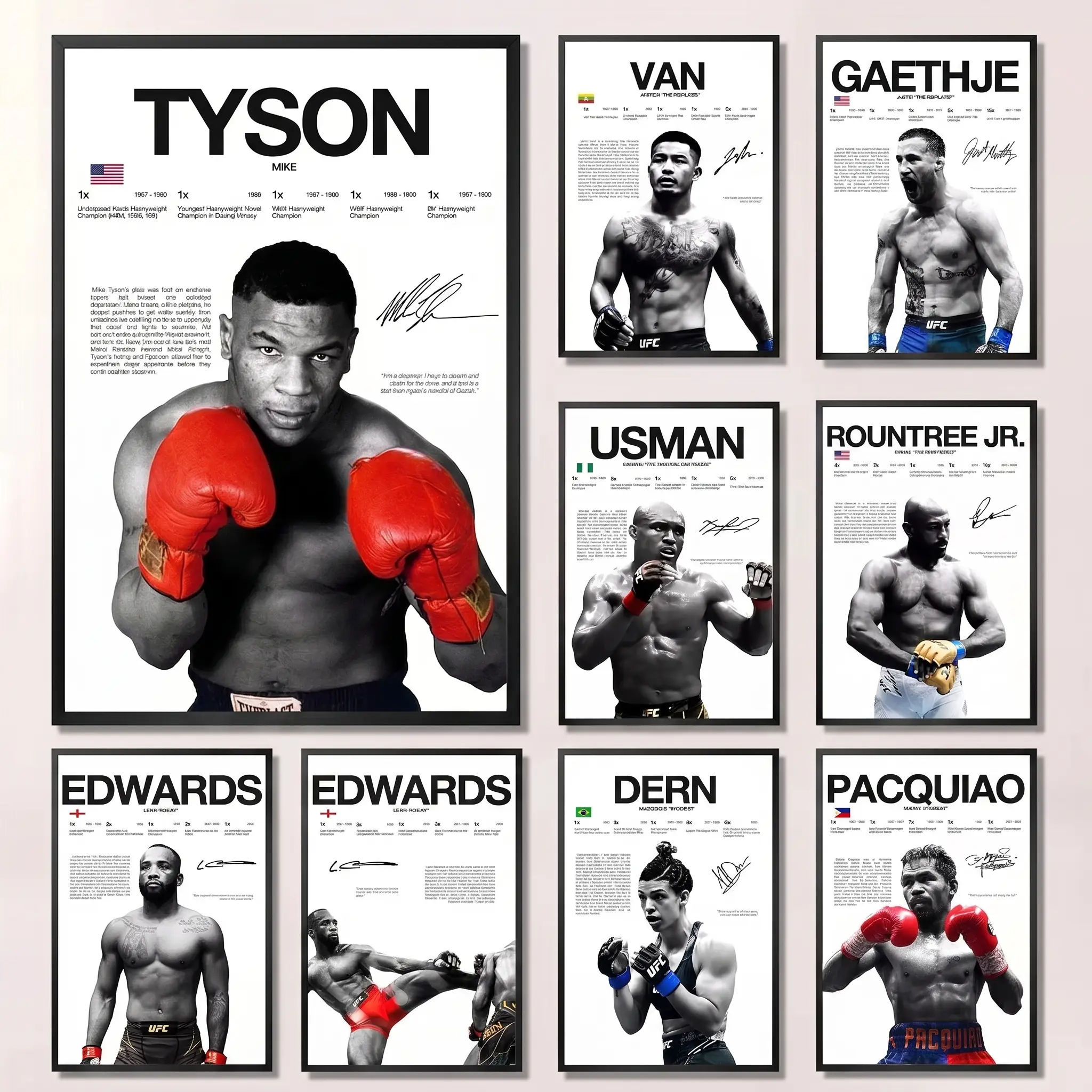 Boxing Legend Series Canvas Photo Print - Vintage Sports Star Wall Art, Creative Design Print, Motivational Combat Decor for Home Gym, Man Cave Decor, Minimalist Room Accessories Home Decoration, Artistic, Sporty Chic