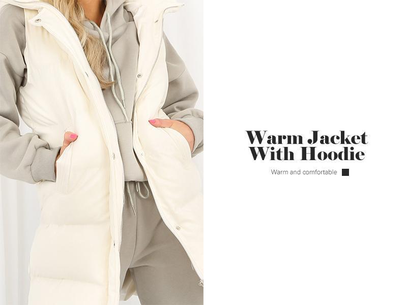 【Clearance】Imily Bela Womens Down Vest with Stand Collar Thick Hooded Sleeveless Long Coats Jacket