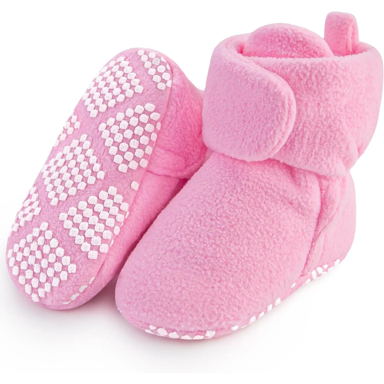 Fleece Baby Booties, Warm Cozy Baby Slippers, Stay On Sock Shoes, Easy to Put on, Unisex Baby Gifts, Soft Non-Slip Adjustable Newborn Boots  Boys and Girls