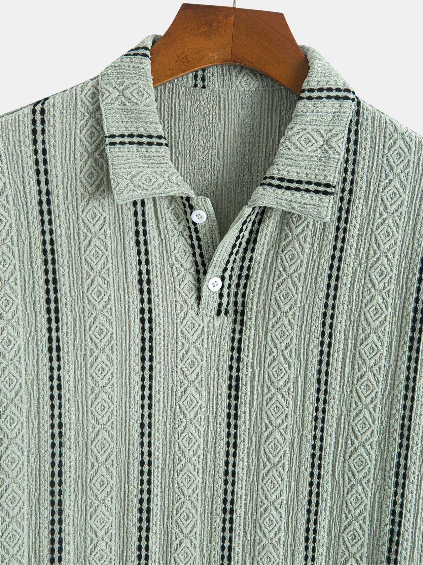 Men's Regular Fit Stripes Print Short Sleeve Polo Shirt Outfit, Casual Fashion Comfy Top for Summer, Men's Clothes for Daily Wear