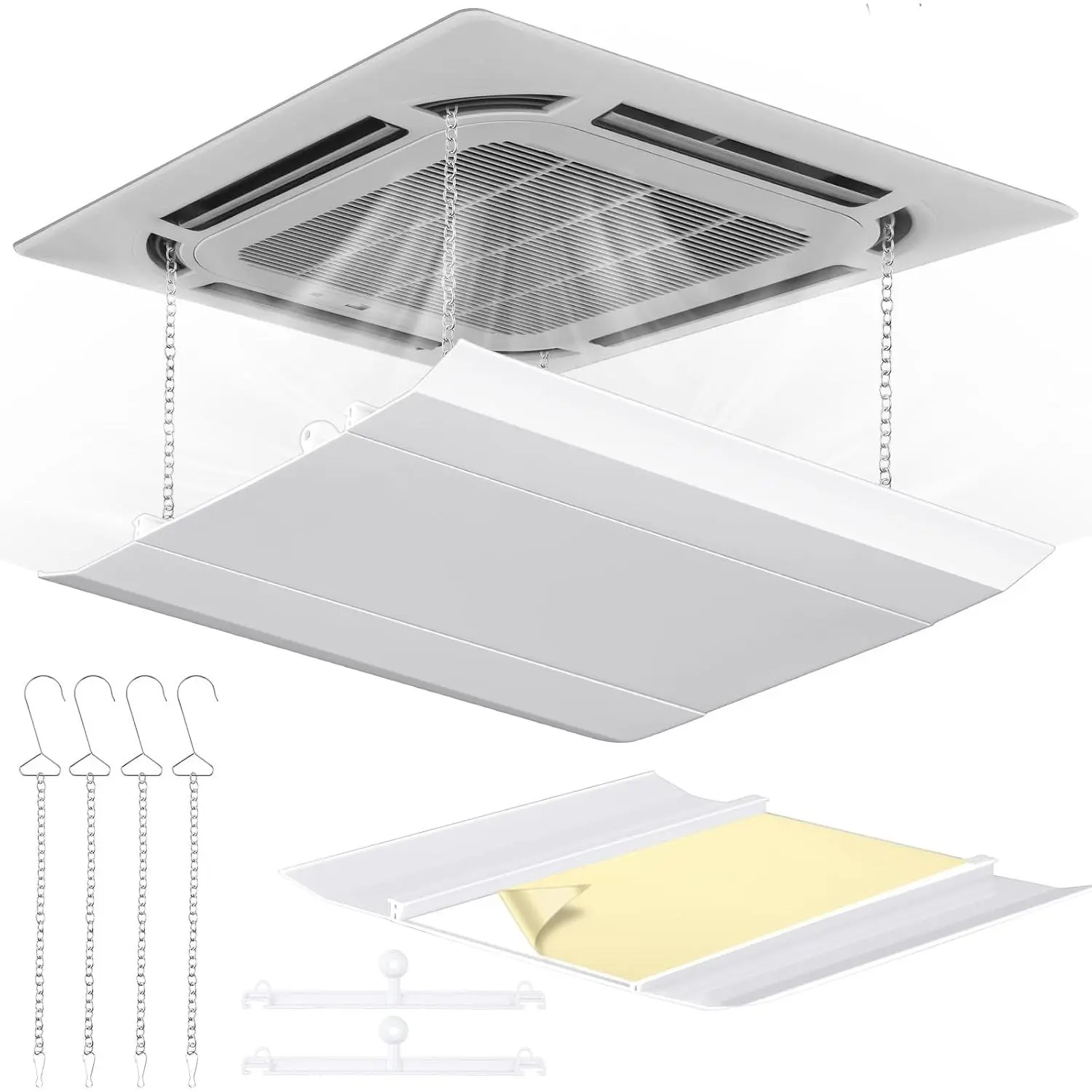 1 Set Air Vent Deflector Adjustable Square Ac Vent Deflector Ceiling Air Conditioner Windshield Accessory for Central Conditioner Windshield (11.8inch)